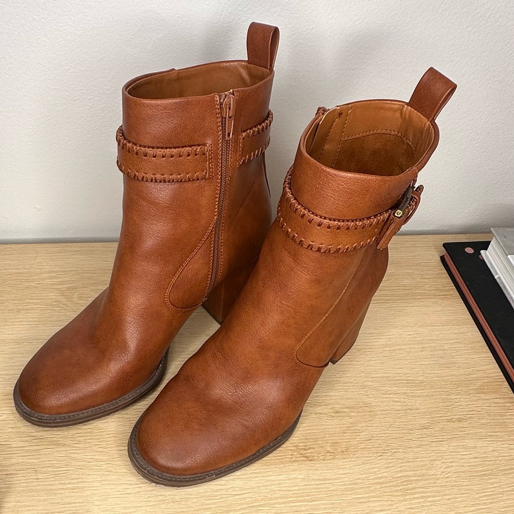 Leather Brown Ankle Boots Booties Size 9M